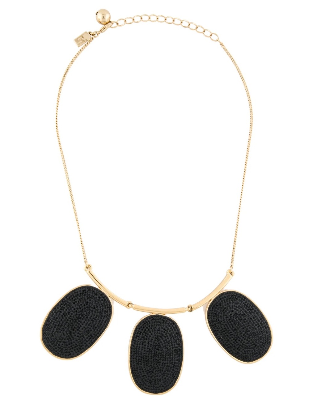 Kate Spade Triple Pendant Black Gold Bib Statement Necklace
